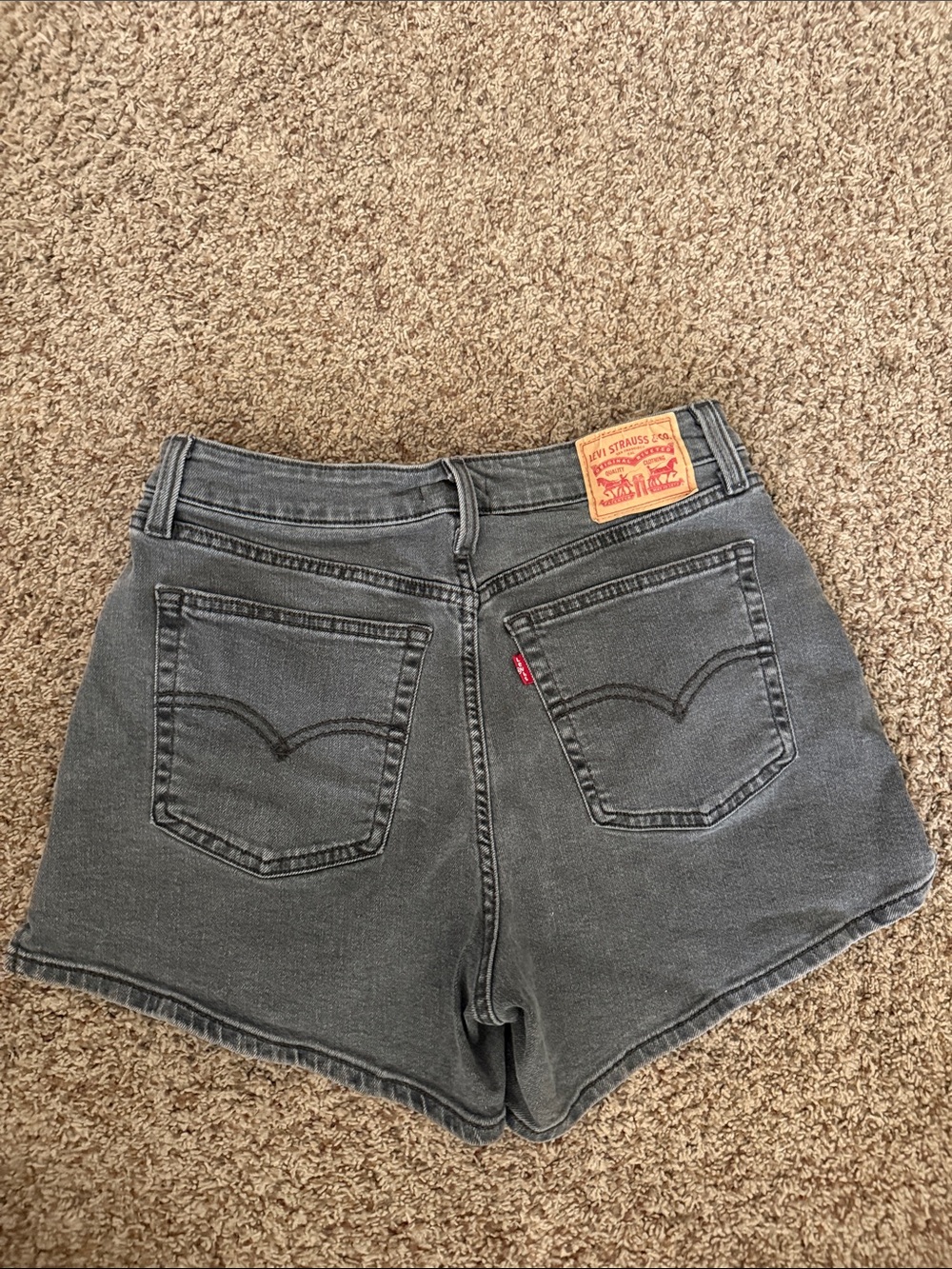 Levi's A-Line Distressed Black/Gray High-Rise Stretch Denim Shorts